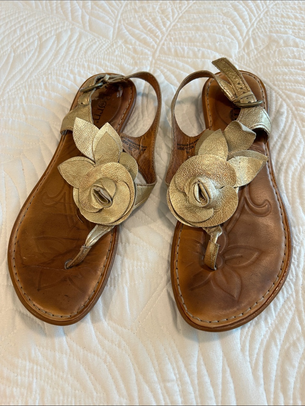 BORN Floral Leather Thong Sandals